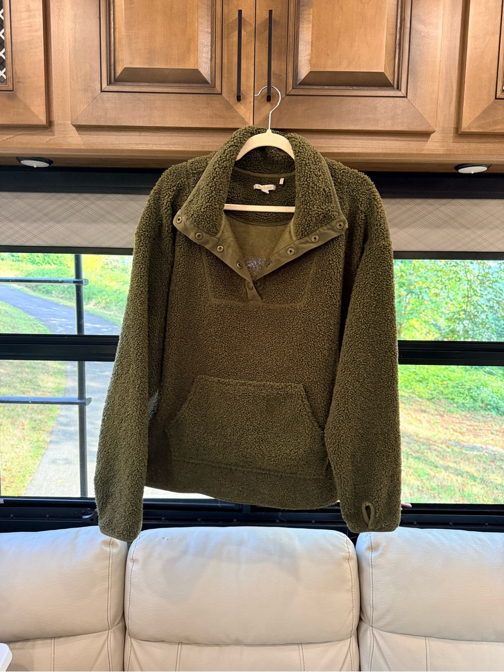 Barbour Raylees Fleece Olive Green Snap Neck Pullover LQ10450
